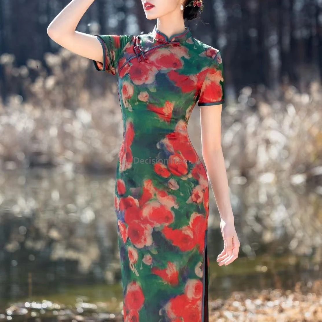 

2026 chinese old shanghai high end temperament cheongsam elegant daily vintage qipao traditional improved trendy printing qipao