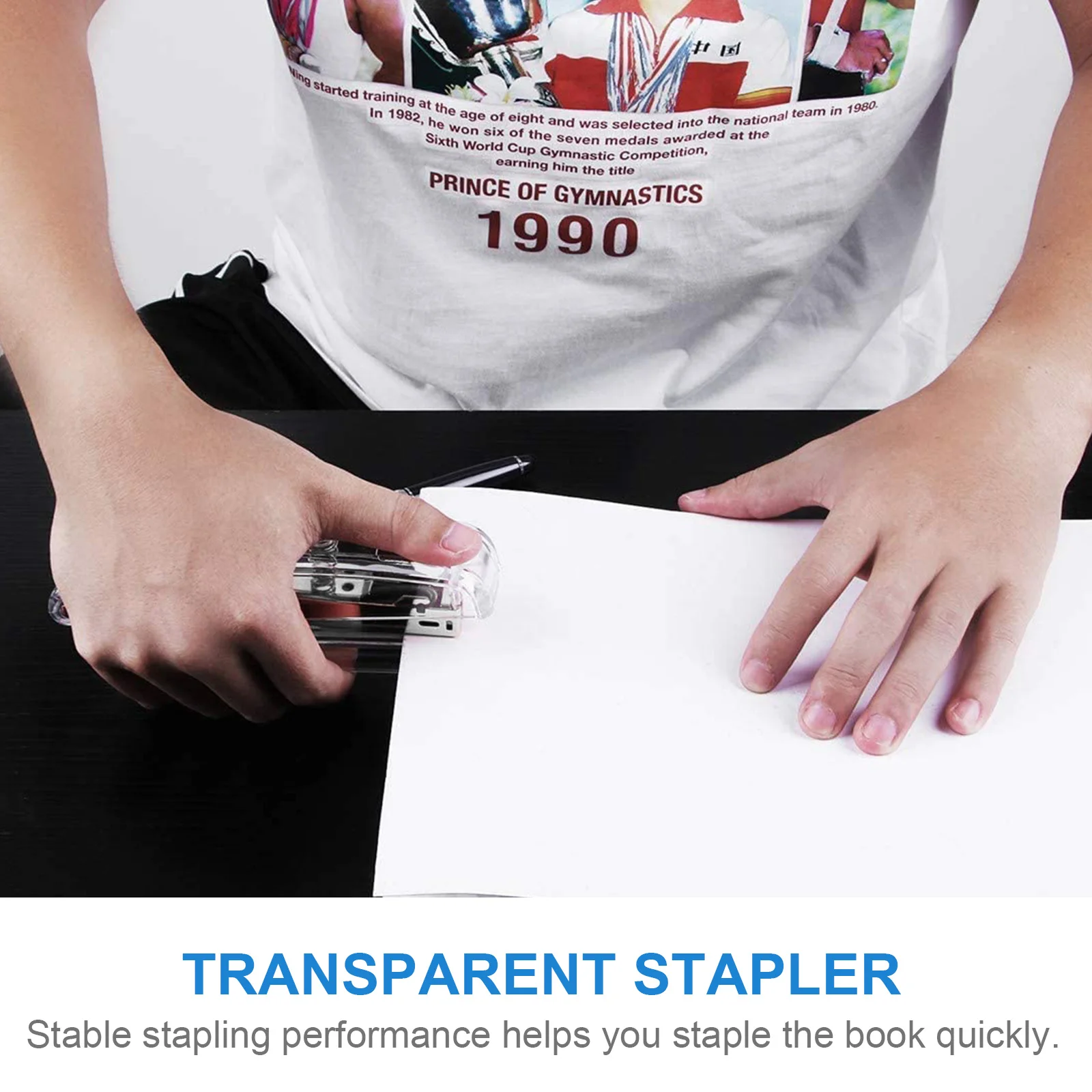 

Transparent Stapler Beautiful Unique Design Stable Office Portable Plastic Binding Machine Book Tool