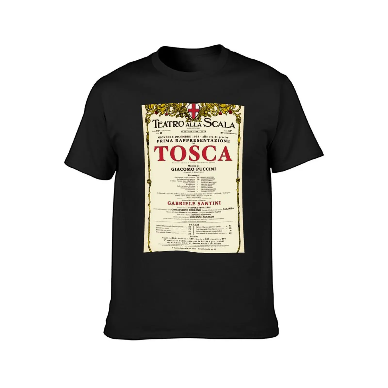 Vintage-Style La Scala Tosca Opera Poster T-Shirt blacks cute tops for a boy graphics mens graphic t-shirts hip hop