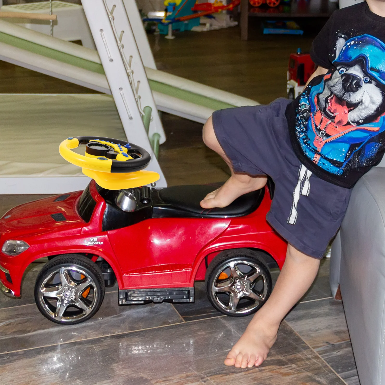 

Kids Car Steering Wheel 360 Rotation Secure Suction Base Built-in Music Realistic Driving Toy Car Steering Wheel