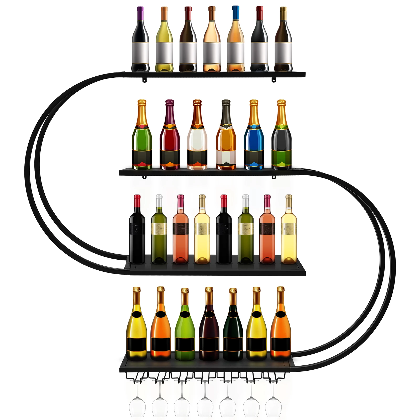 

Винный шкаф в стиле геометрического искусства с LED-подсветкой, настенный держатель для вина, настенный держатель для хранения бокалов, большой вместимости, для дома и кухни