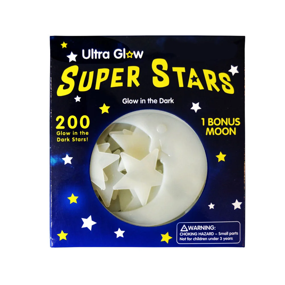

1Set Luminous Sticker Star Moon Shape White Glow Easy Apply Bedroom Nursery Wall Decal Festival Fluorescent