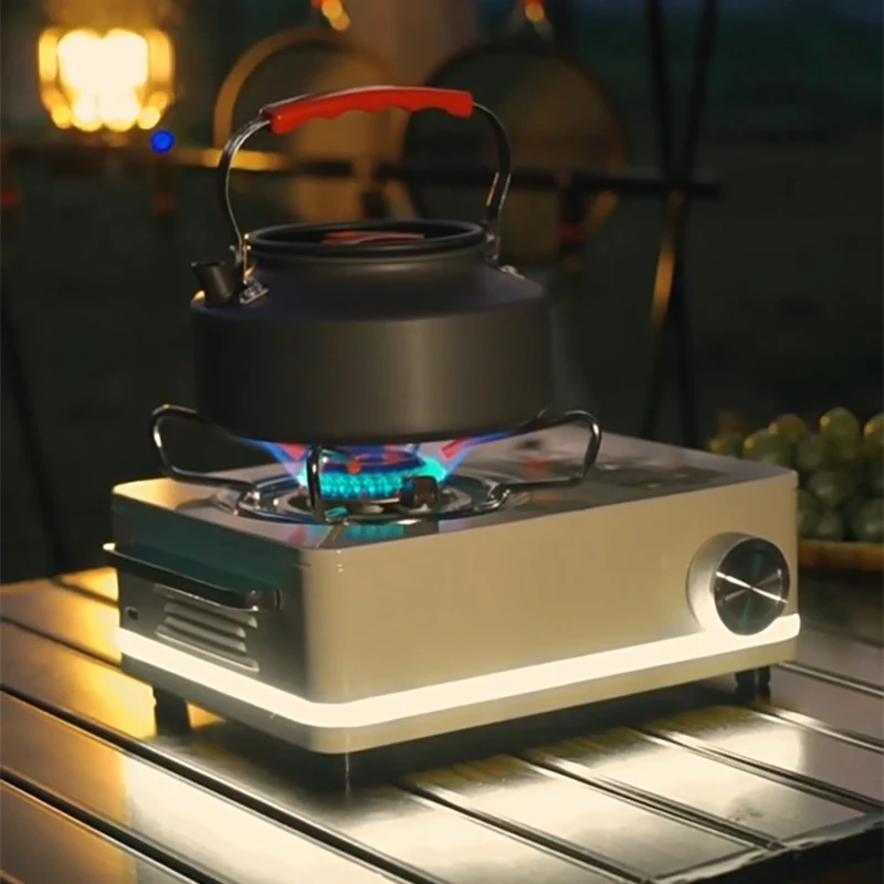 Estufa de Gas portátil para barbacoa al aire libre, Mini estufa de Cassette cuadrada con utensilios de cocina de combustible de propano para acampar
