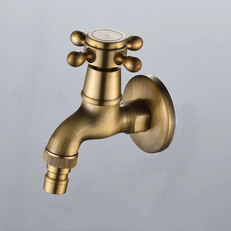 Wall Mounted Faucet Brass Single Cold Sink Tap Vintage Water Tap for Bathroom Washing Machine Sink Mop Pool Outdoor Garden