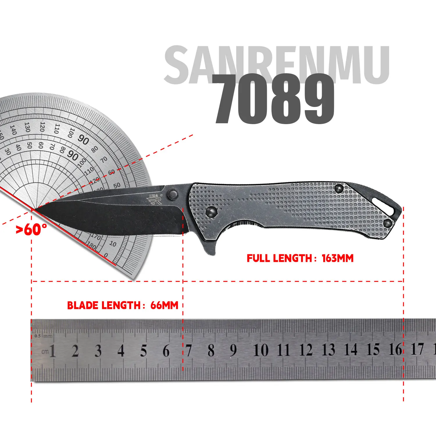 SANRENMU-cuchillo plegable de bolsillo para exteriores, herramienta con mango de acero inoxidable, hoja EDC 12C27, para acampada, caza, pesca, rescate, 7089