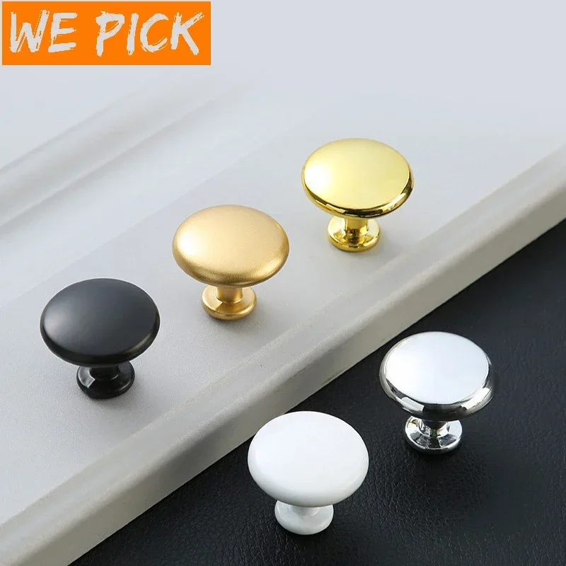 WEPICK 5PCS/SET Aluminum Alloy Round Handle Solid Mushroom Shaped Cabinet Drawer Door Handle Single Hole Furniture Hardware