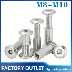 2-10Sets Hexagon Socket Screw Locking Splint Screw Nut Combination Album Butt Account Book Nail Edge Chamfer 304 Stainless Steel