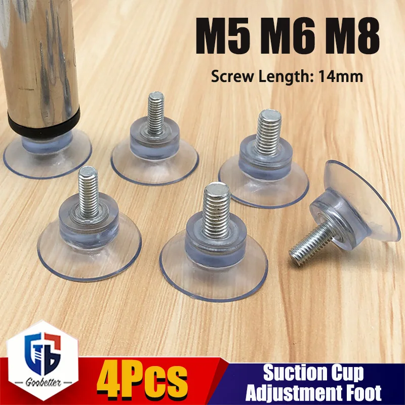 4Pcs M5/M6/M8 PVC Transparent Suckers Turn Nut Screw Rubber Suction Cup Hooks Kitchen Holder Glass Table Tops Storage Tool