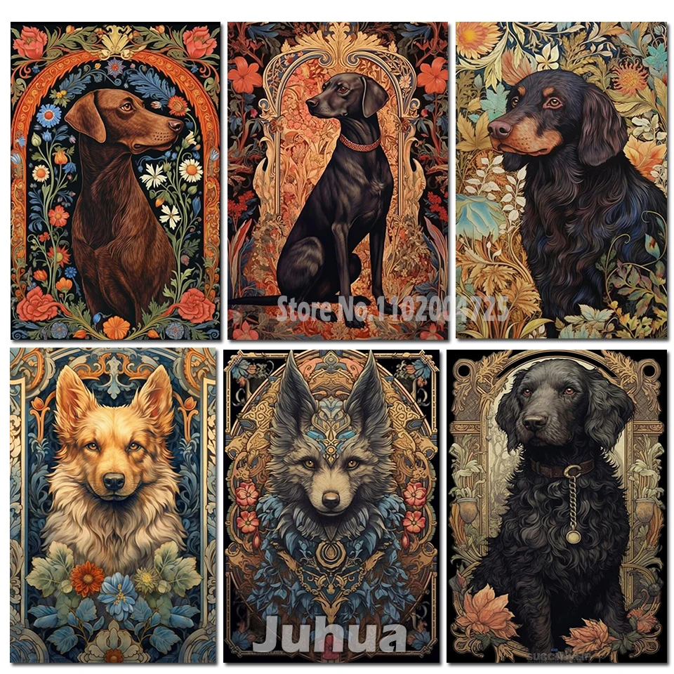 New 2023 Full Diamond Painting Dachshund William Leaves 5d Diy Diamond Mosaic Animals Flowers Art Picture Home Decor Gift