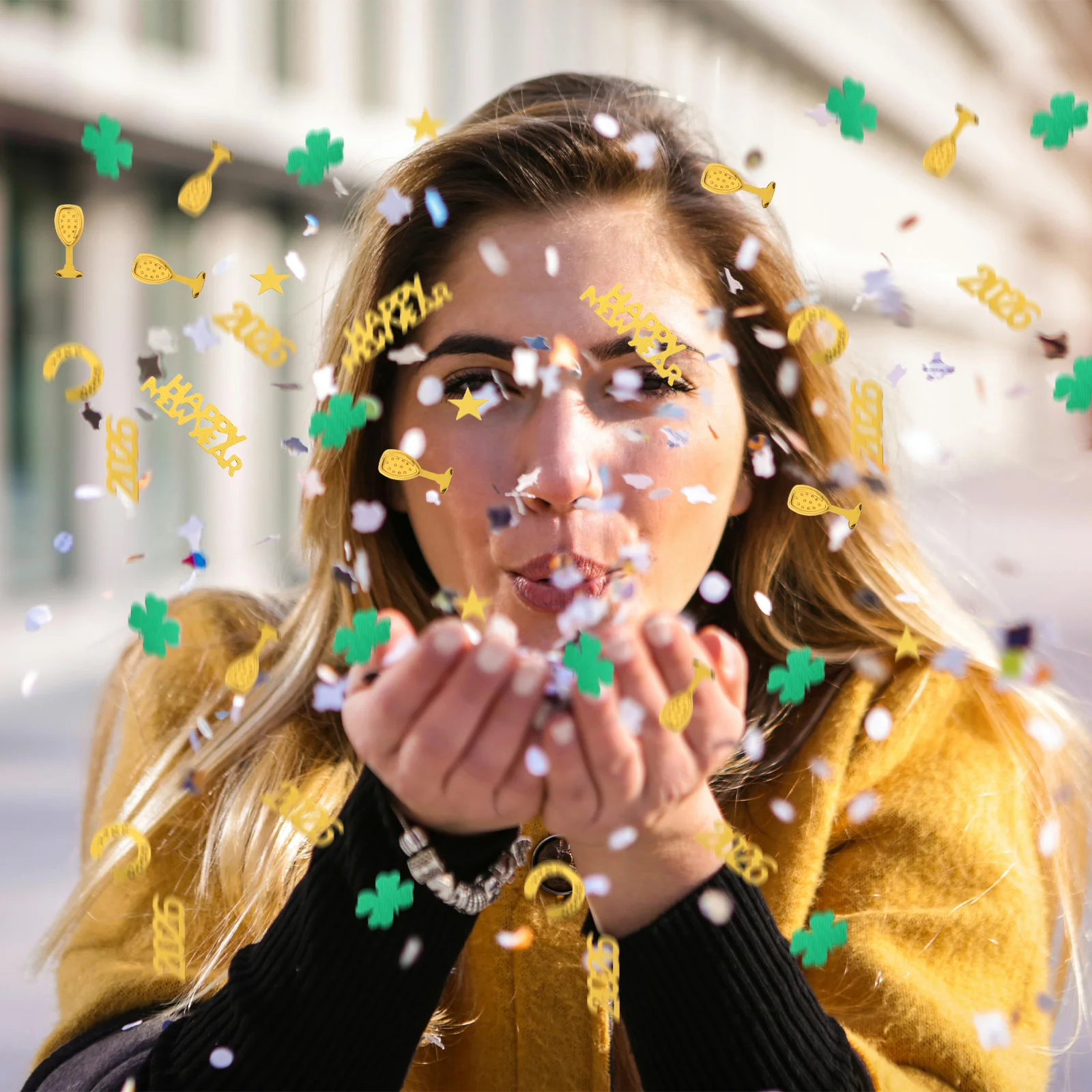 

3 Bags Happy New Year Party Confetti Table Scatter Glitter Clover Horseshoe Wine Glass Bottle Decorations Graduation