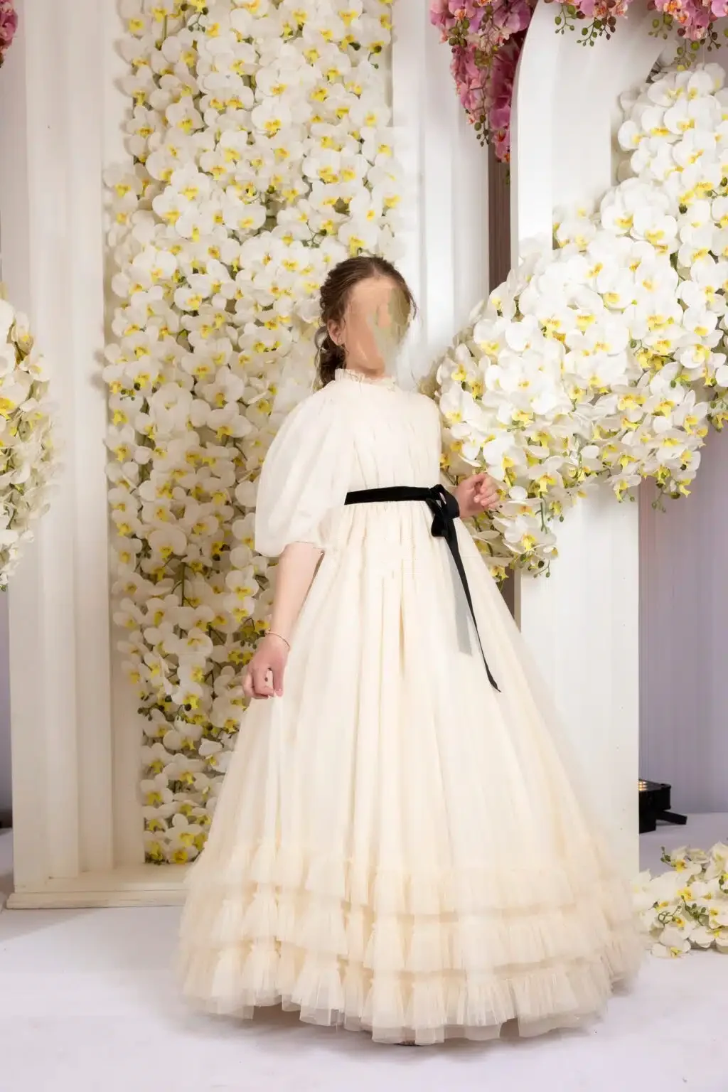 Robe de demoiselle d'honneur en Tulle blanc ivoire, pour mariage, perles, dentelle, prix, spectacle, anniversaire, robes bouffantes pour filles