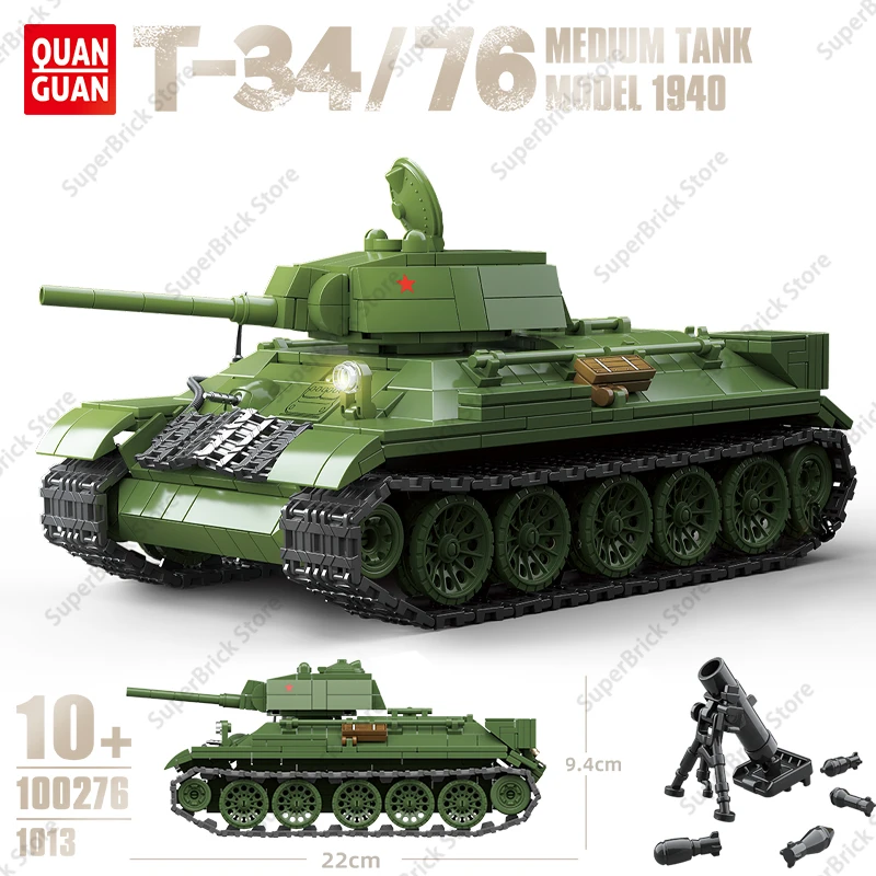 

World War II U.S.A T-34/76 Medium Tank Model Building Blocks Classic Military Weapon Soldiers Action Figures Toy Set Bricks Gift