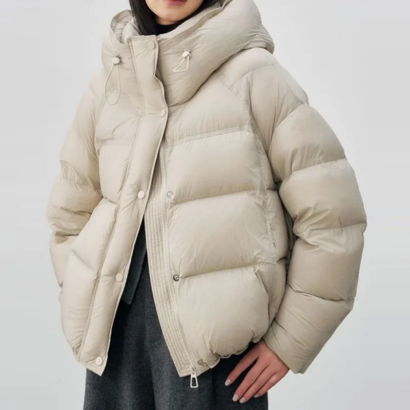 Winter Neue Damen Dicke Warme Weiße Ente Unten Mit Kapuze DownJacket2025