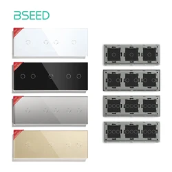 BSEED EU Standard 228mm Glass Panel 4/5Gang Touch Switch Panel Metal Frame Included  Free Combination DIY Parts