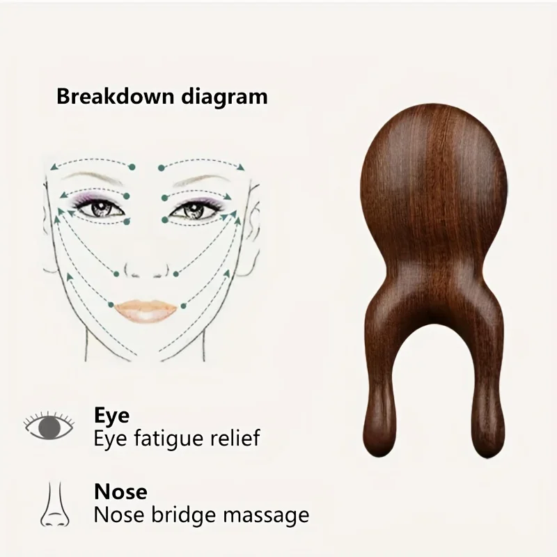 1/2Pcs Wooden Gua Sha Facial Tools Head Massager Sandalwood Wood Massage Tool for Face Nose Eye Wood Massage Acupressur Tools - view 3