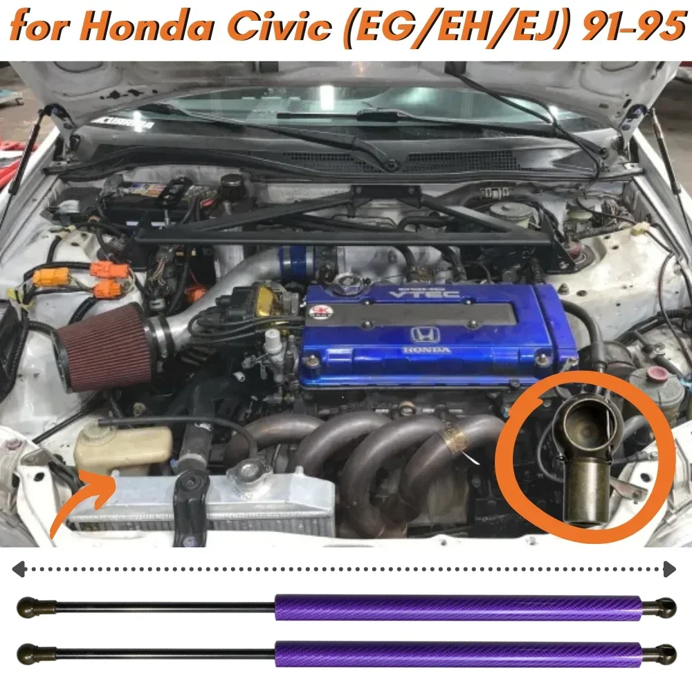 

Qty(2) Hood Struts for Honda Civic Mk5 (EG/EH/EJ) 1991-1995 Front Bonnet Carbon Fiber Gas Springs Lift Supports Shock Absorbers