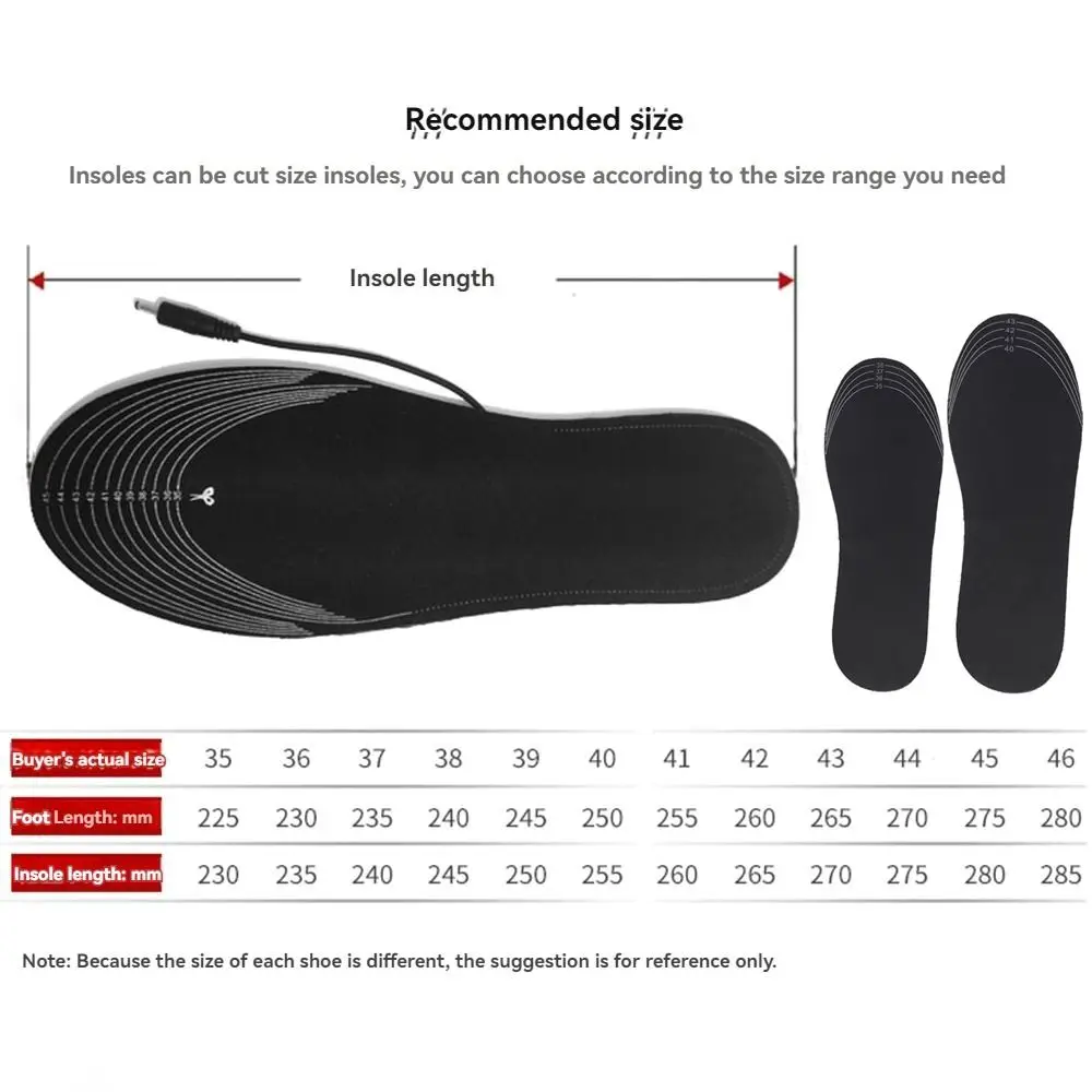 Cuttable USB Heated Shoe Insoles Rapid Heating 3 Gear Control Warm Thermal Insoles Washable Non-Slip Electric Foot Warming Pad