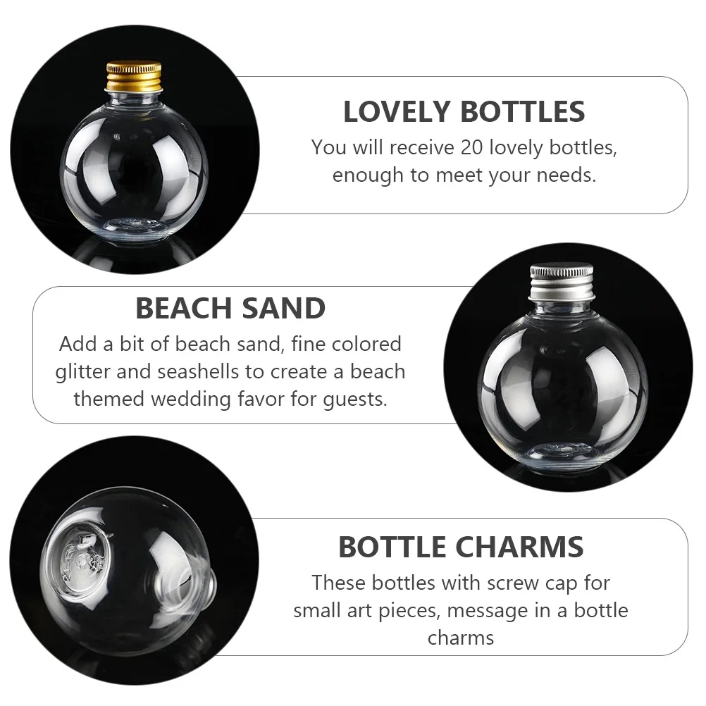 Round Bulb Bottles Empty Plastic Refillable Bottles Clear Fillable DIY Drift Wishing Bottles Random Color For Cap