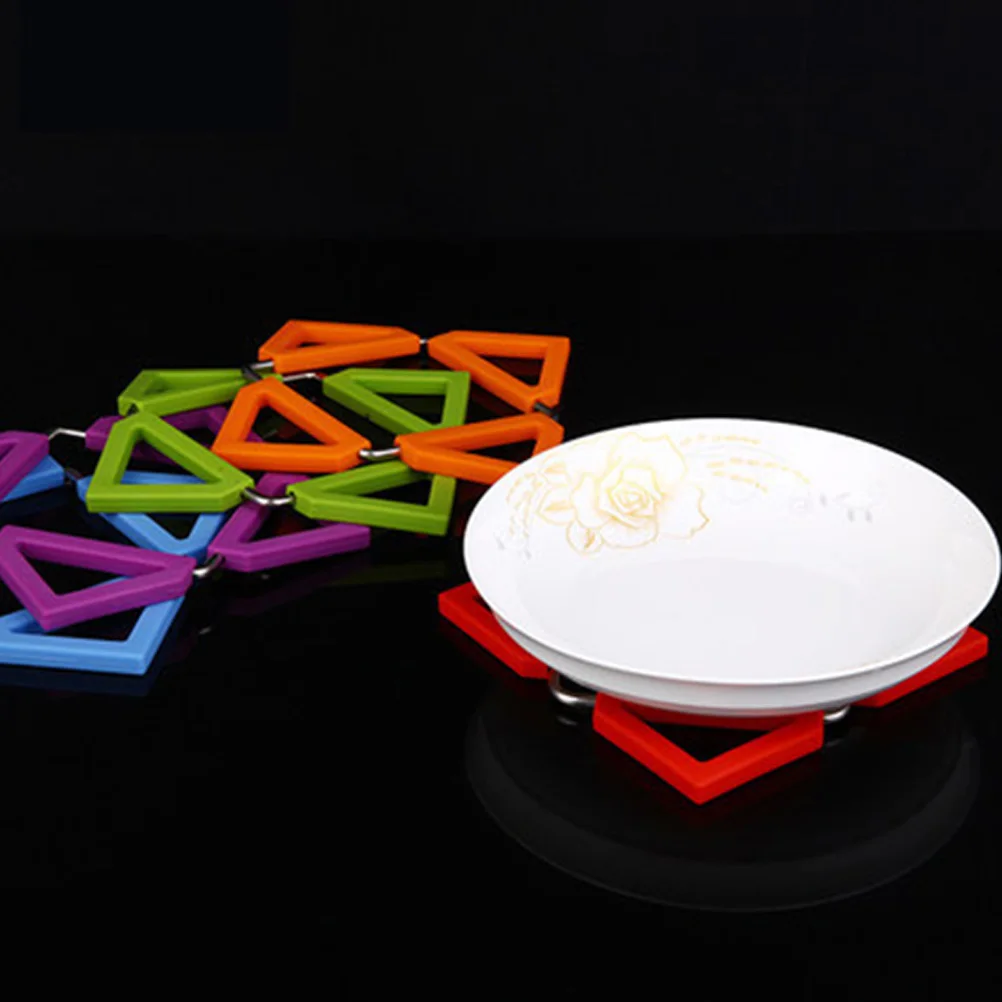 

2 pcs Insulated Pads Heat Resistant Trivets Non-slip Square Bowl Mats Foldable Table Coasters Protect Countertops Kitchen Bar