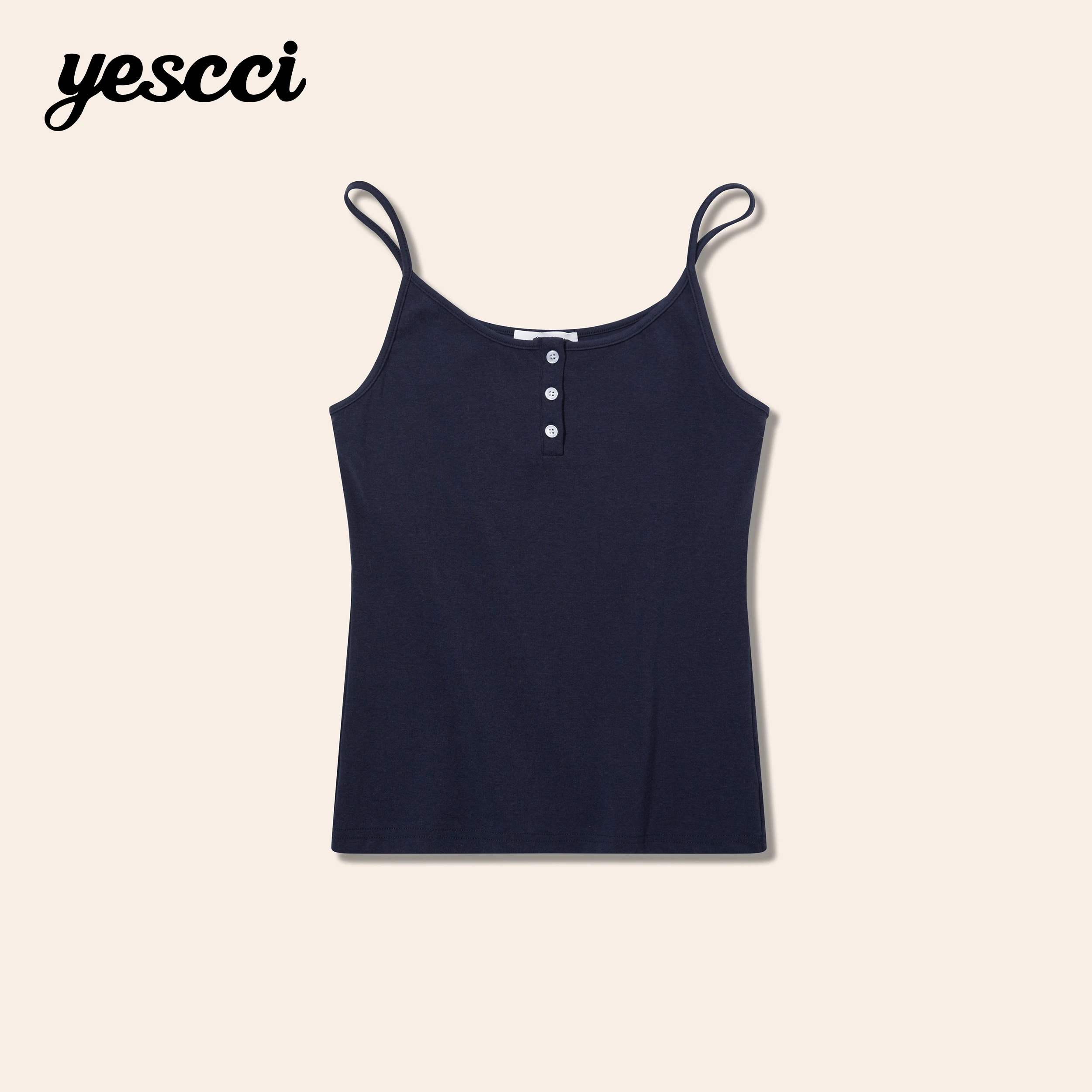 YESCCI Women Cami Top With Adjustable Spaghetti Slim Fit Soft Breathable Cotton Camisole 2026 Summer New Sleeveless S56127009