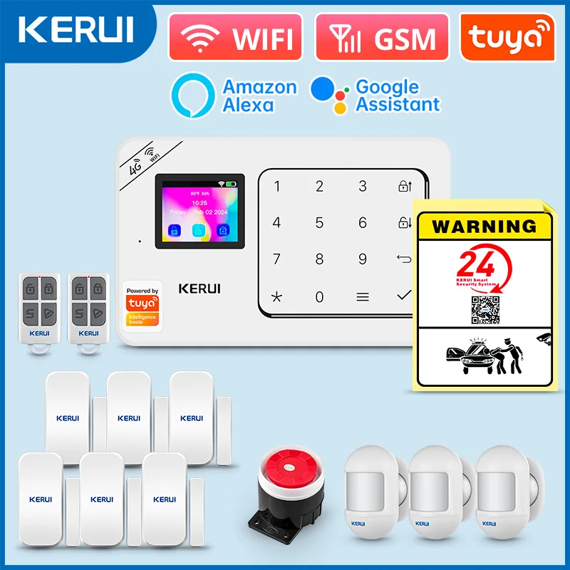 

KERUI 4G+WiFi Wireless Home Alarm System W184 Tuya Smart Alarm Security System Burglary Protection PIR Motion Sensor Siren Alarm