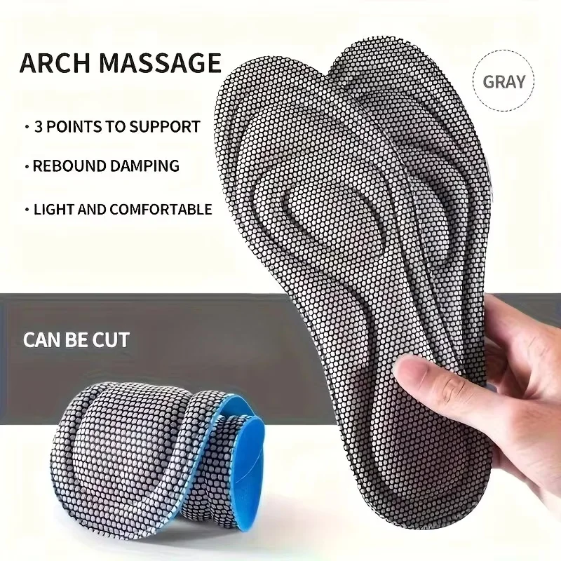 

4 PCS Sports Massage Insole Memory Foam Insoles for Shoes Men Women Nano Antibacterial Massage Sport Insole Feet
