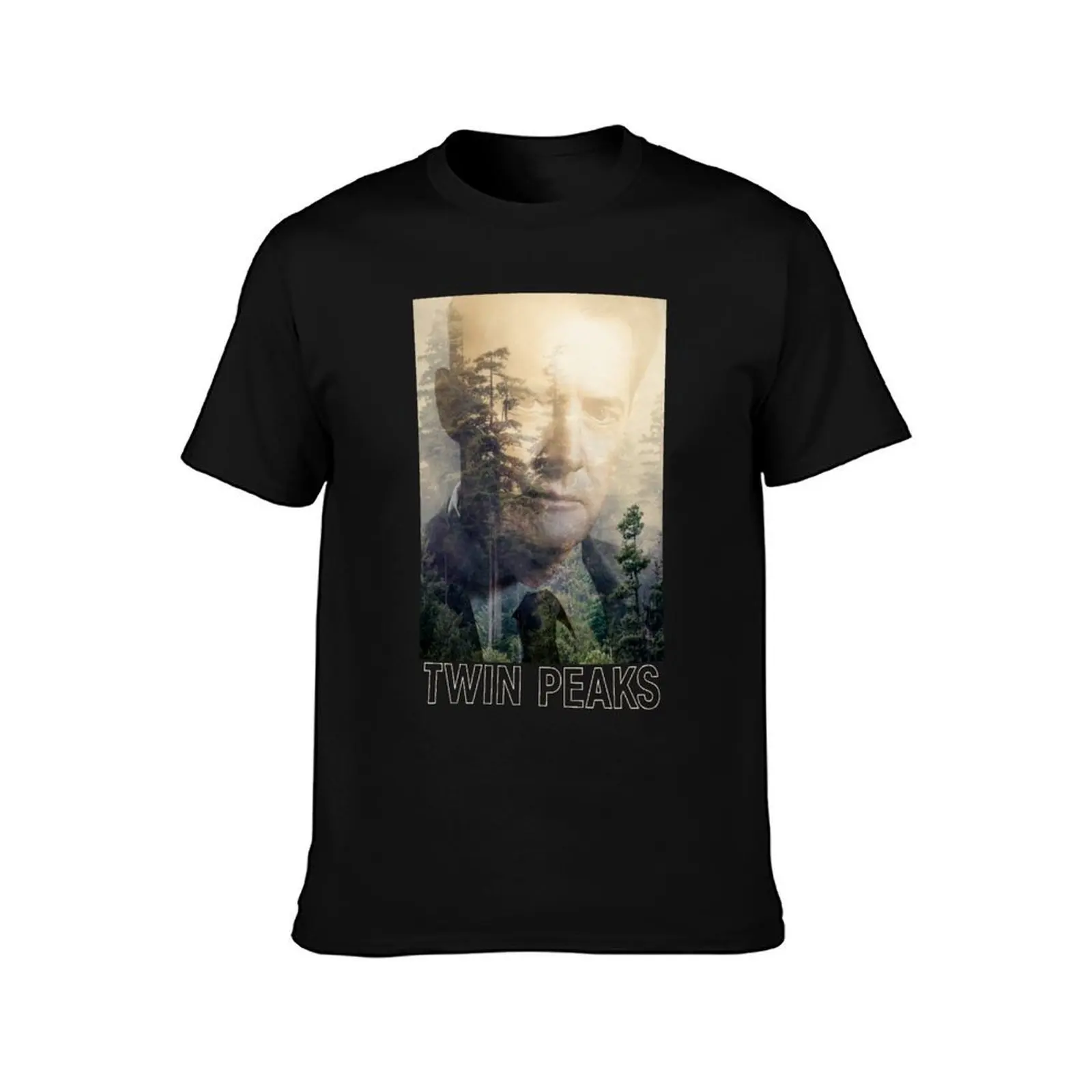 Twin Peaks Agent Cooper Double Exposed FBI Distressed Photo T-Shirt, Summer Casual Cotton Tee, Oversized Streetwear Tops