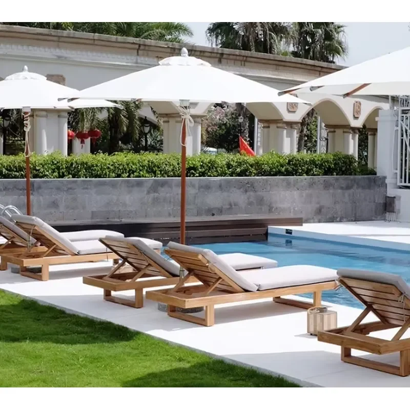 Manufacturer supplies outdoor leisure lounge chairs wooden nap chairs outdoor swimming pools beach chairs