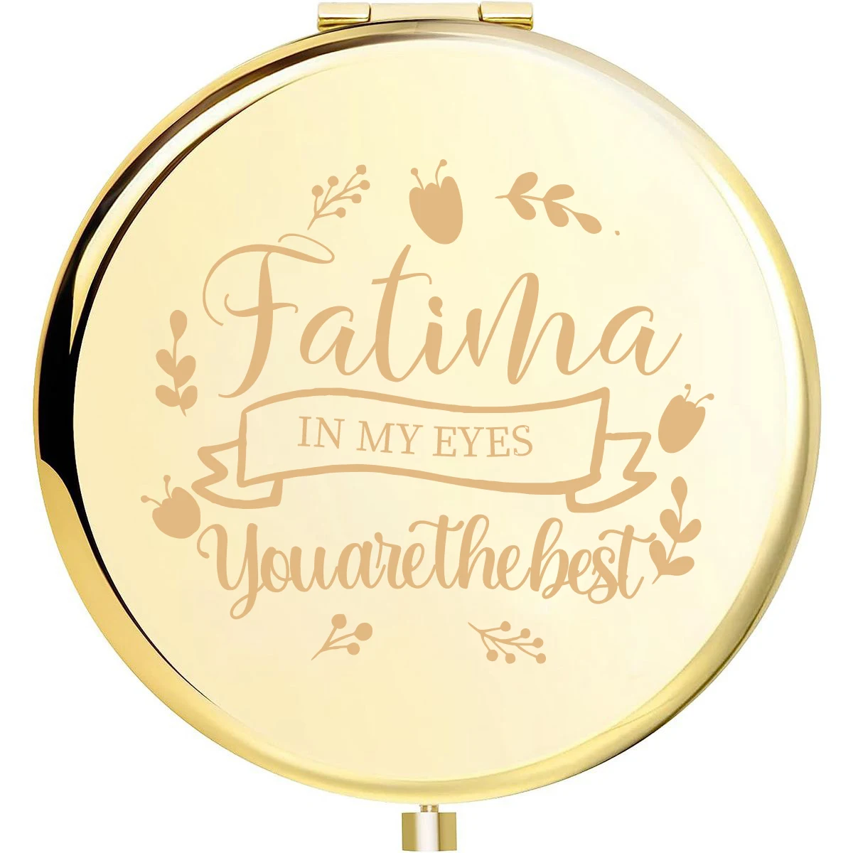 

1pc Minimally designed funny Old Engraving Custom Name Fold Mirror Metal gold Bridesmaid Gifts