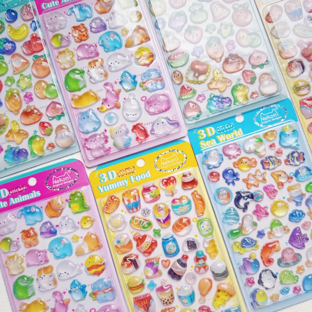 NEKONI Kreative Leckere Lebensmittel Früchte Cartoon 3D Relief Aufkleber Scrapbooking Diy Tagebuch Schreibwaren Aufkleber Dekor Nette Aufkleber