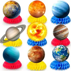 9 Pcs Outer Space Themed Honeycomb Centerpiece Outer Space Party Decorations Birthday Party Table Toppers Table Decorations
