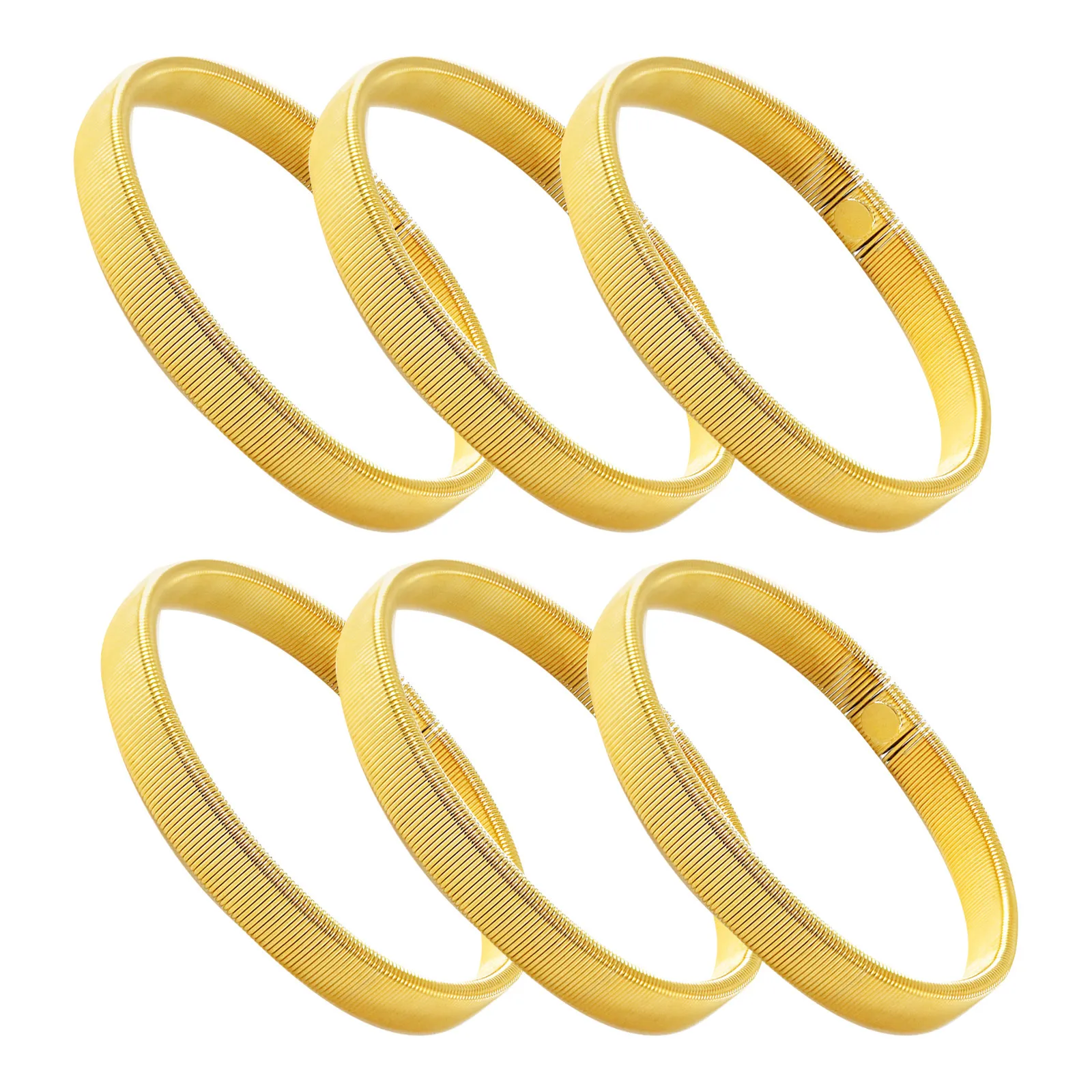 

6Pcs Men's Spring Cuff Bracelet Metal Elastic Bangle Arm Band Wristband Comfort Fit Versatile Stylish Gift for Birthday Holiday