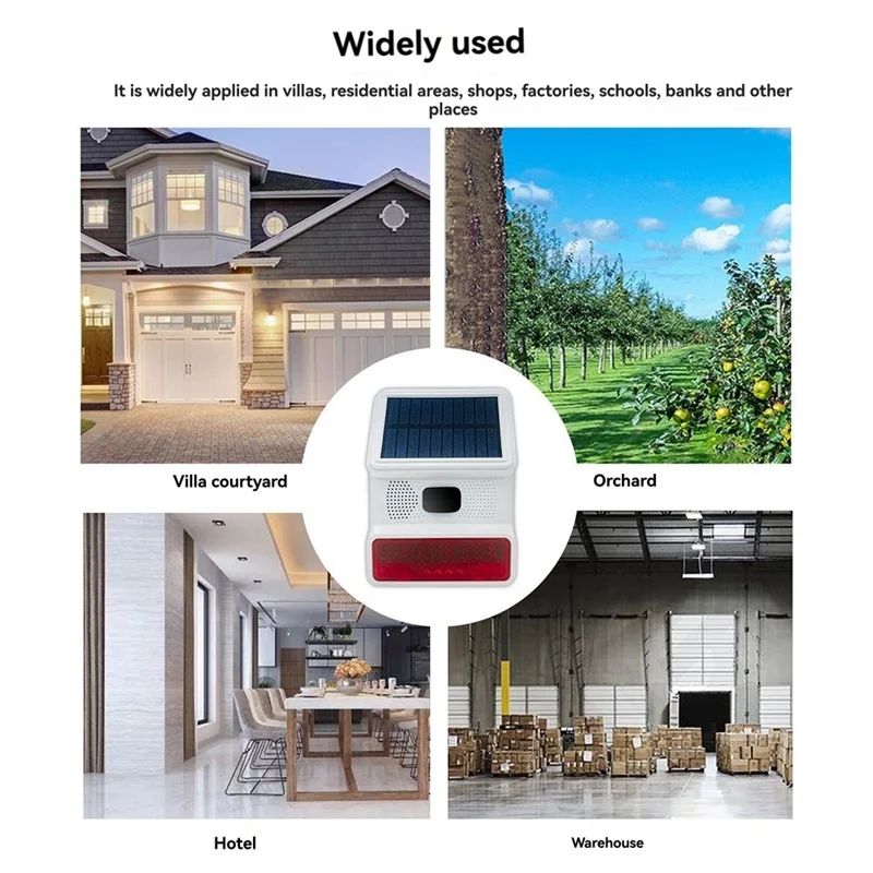 

N01R-беспроводная солнечная стробоскопическая сигнализация, звук и свет, уличный датчик сигнализации для 433 МГц, Wi-Fi, GSM сигнализация для дома, фермы