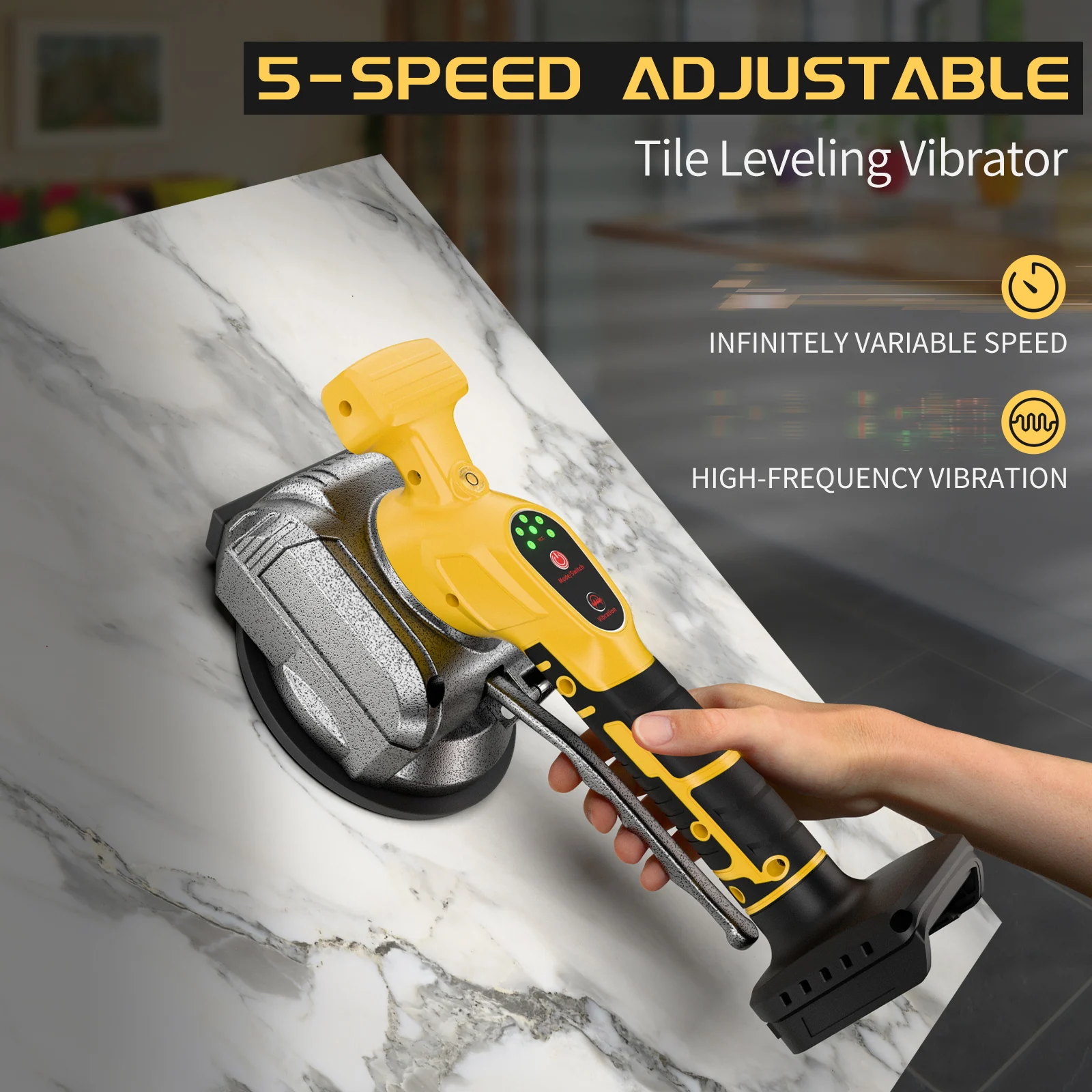 Cordless Tile Vibrating Tool Machine 5-SPEED Wall Floor Room Bathroom Laying Vibrating Tool For Dewalt DCB200 20V Battery