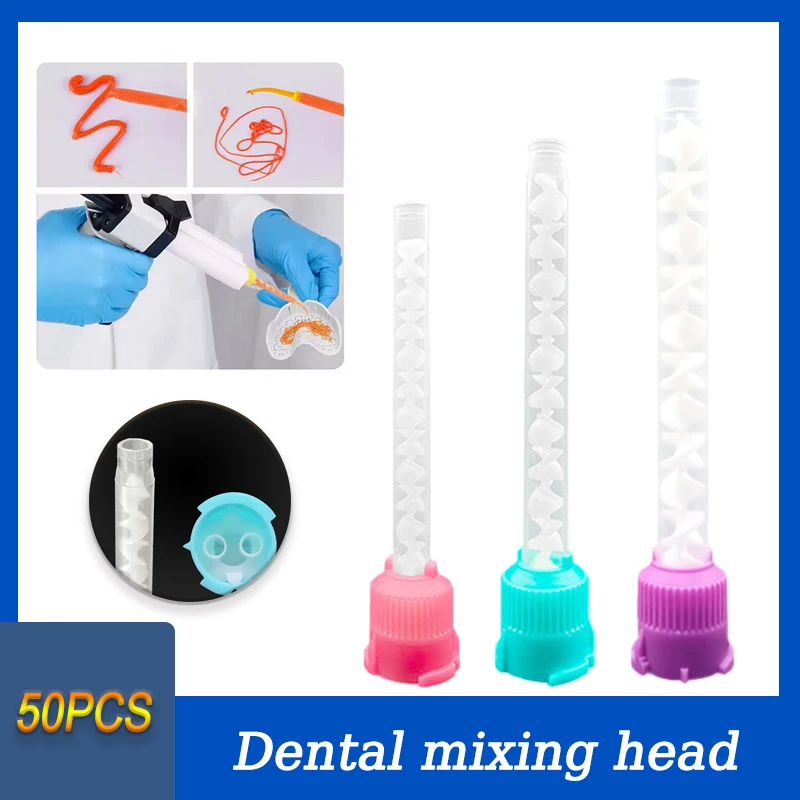 

50 шт./пакет, силиконовая смесительная головка для тяжелого тела, смесительная головка для окклюзионной записи, материал для оттискания полости рта, конвейрующая головка