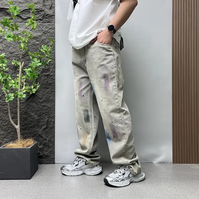 

Waed Vintage Men's Denim Jeans Knife Casual Straight Leg Cotton Blend Oil Resistant for Autumn Season fiti Design