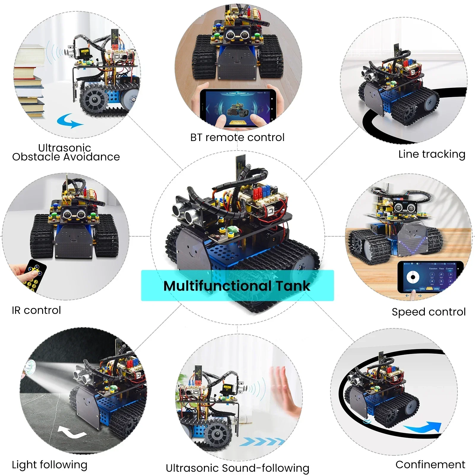 Keyestudio อัพเกรดมินิสมาร์ทหุ่นยนต์ V3.0 สําหรับ Arduino ชุดหุ่นยนต์รถ DIY โปรแกรม STEM ของเล่นเข้ากันได้กับ Arduino & Mixly