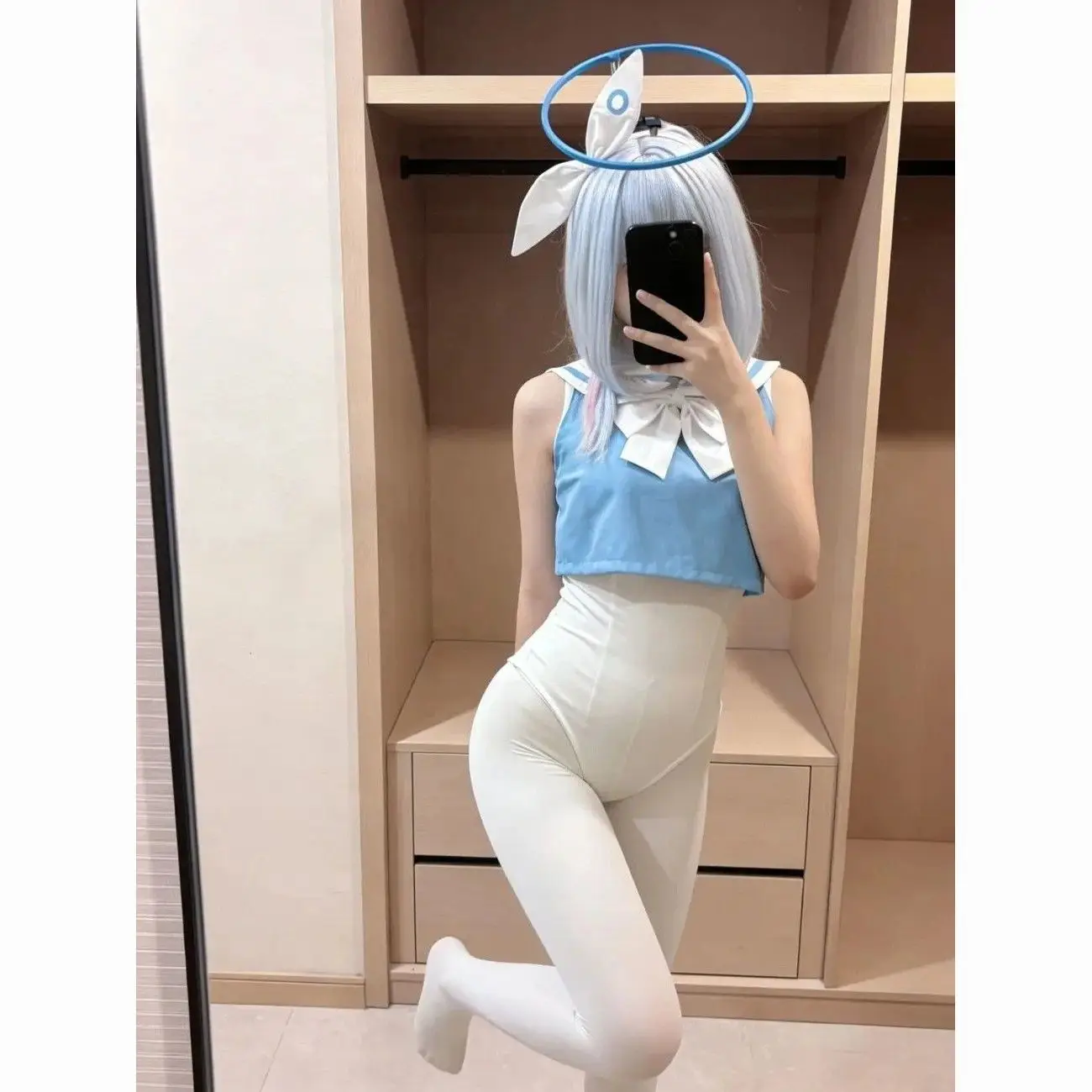 Comic game women Arona cosplay long white pantyhose coser wear long stockings costumes