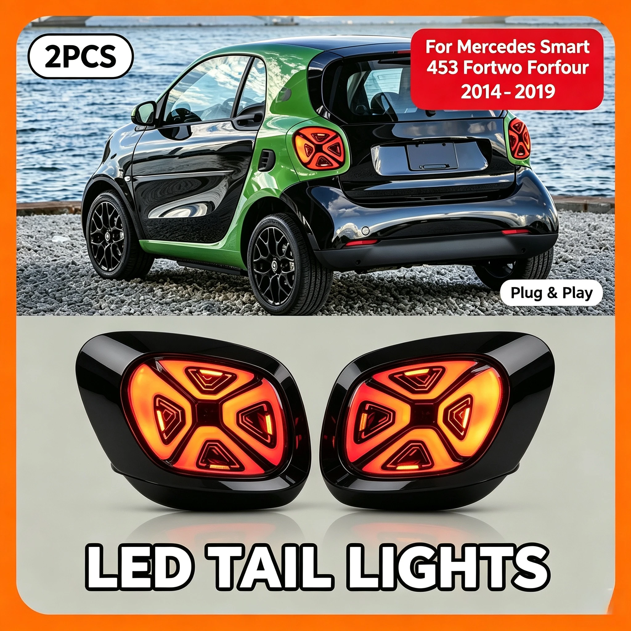 LED-Rückleuchten für Mercedes Smart 453 Fortwo Forfour 2014-2019 DRL Blinker Rückleuchten-Set