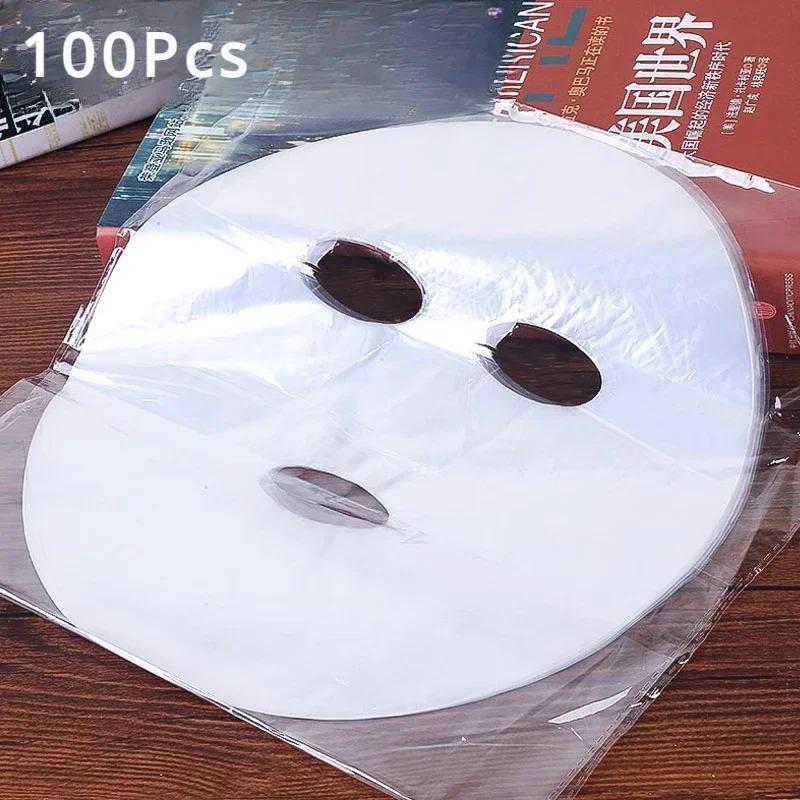 New 100Pcs Face Plastic Film Full Face Cleaner Mask Neck Stickers Paper Disposable Transparent PE Masks Wrap Facial Skin Care