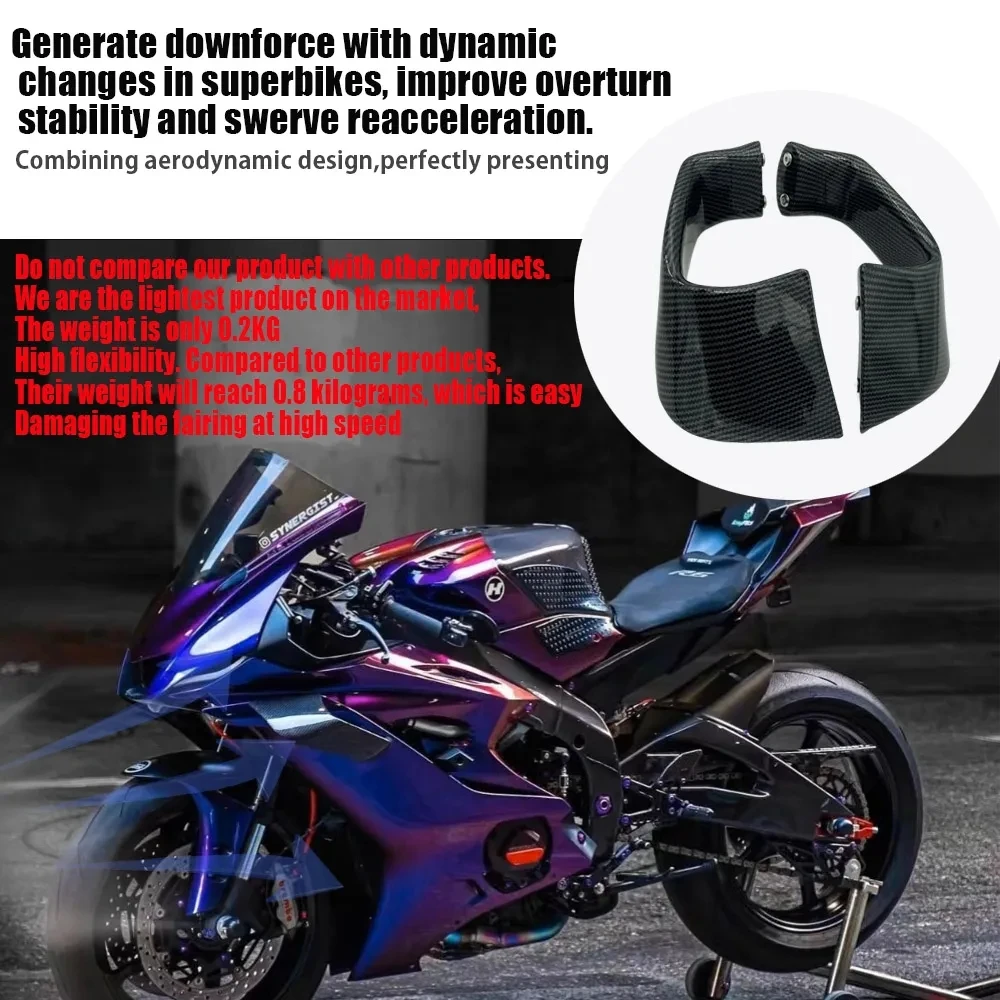 100% motocyklowe akcesoria ze stałymi skrzydłami z włókna węglowego spojler aerodynamiczny wingllet dla Yamaha YZF R1 2015-2023 YZF R6 2017-2023