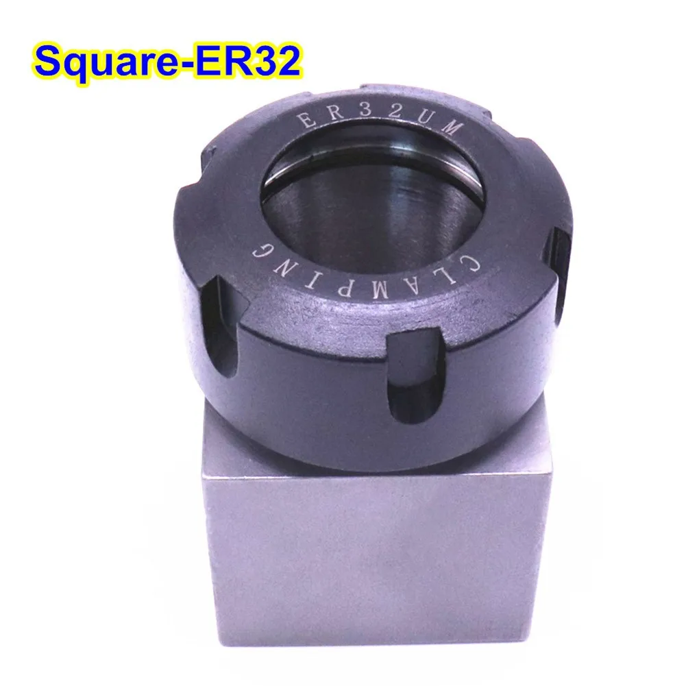 Square spring chuck block ER25 ER32 ER40 made of hard steel for CNC for lathe with through holes for long part processing