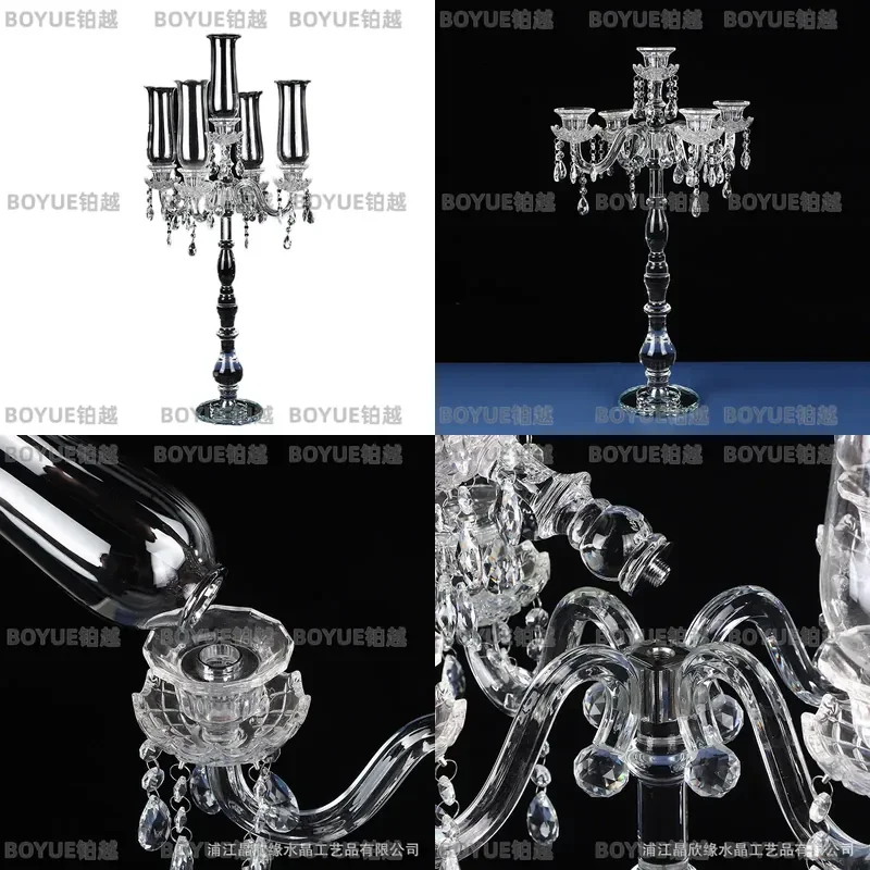European Style Crystal Candelabra Five Arm Candle Holder Romantic Wedding Centerpiece Living Room Home Decor Ornament