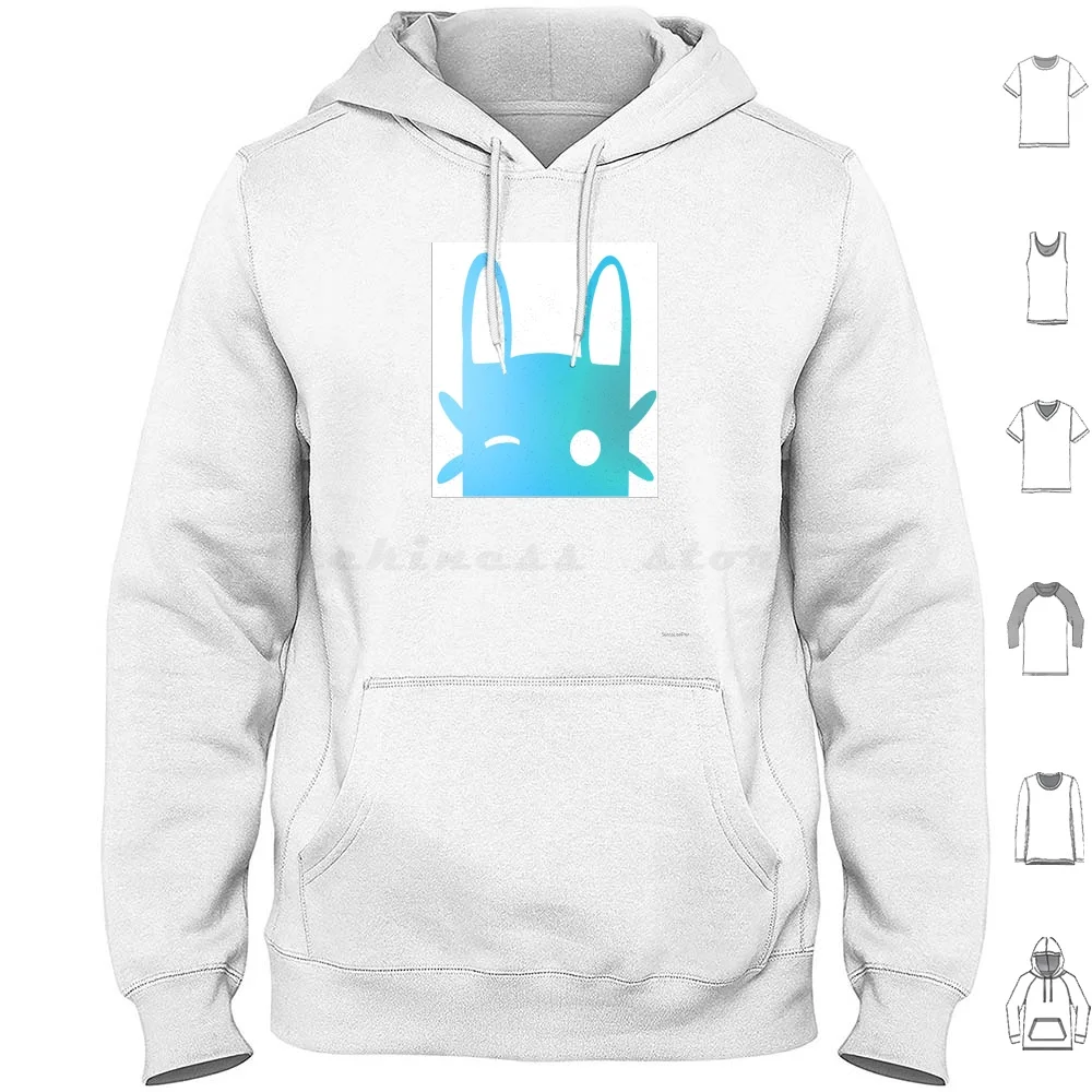 Blue Jade Rabbit Winking Ombre Hoodie cotton Long Sleeve Jade Rabbit Gun Winking Ombre Blue