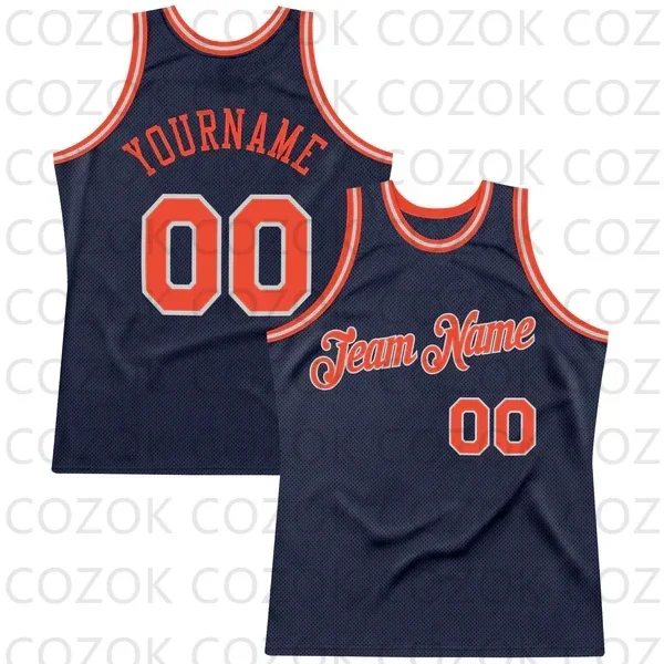 Custom Dark Blue Series Basketball Jersey Basketball Tank Tops O-neck for Men Personalized Team Unisex Top