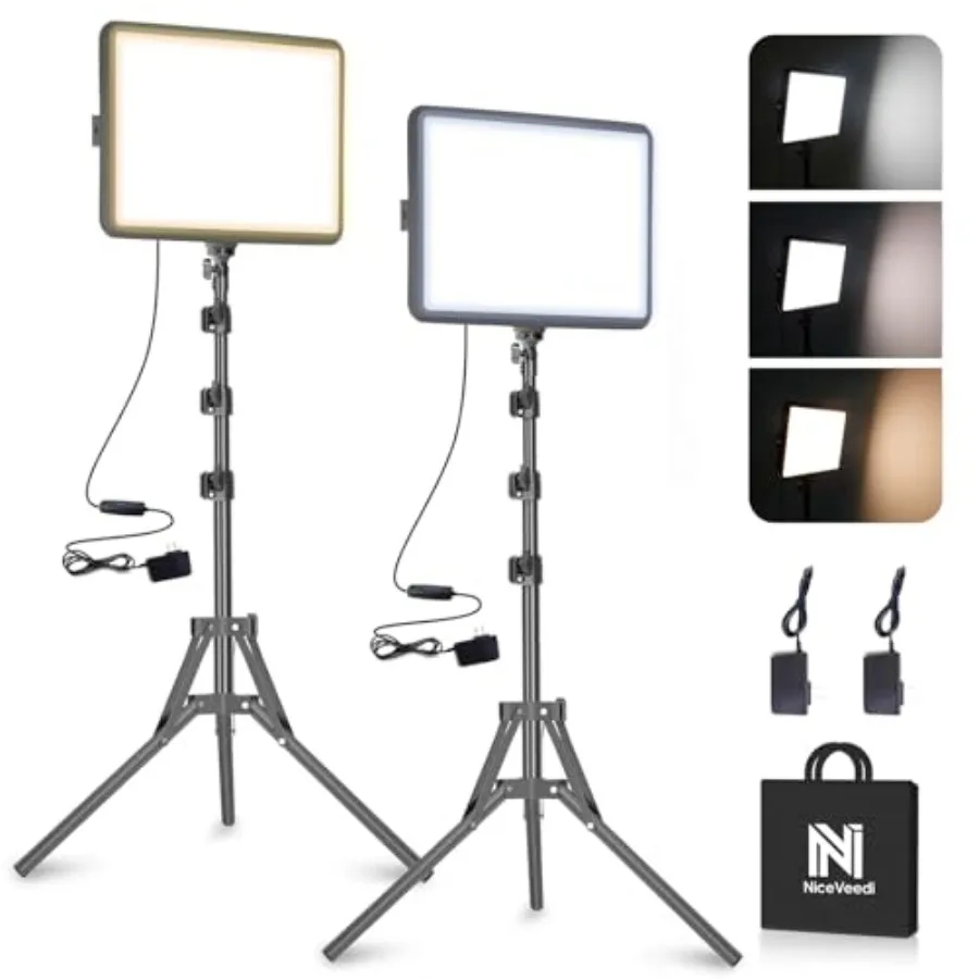 

2-Pack 25W Photography Lighting 2900-7000K Dimmable Ring Light with Tripod Stand 73" Studio Video Light for Video Recording/Pho