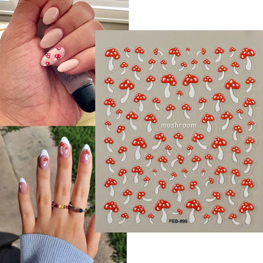 Mushroom Nail Sticker Make Your Own 5D Nail Art Decals Manicure Self-adhesive Sliders Kits FEB-899