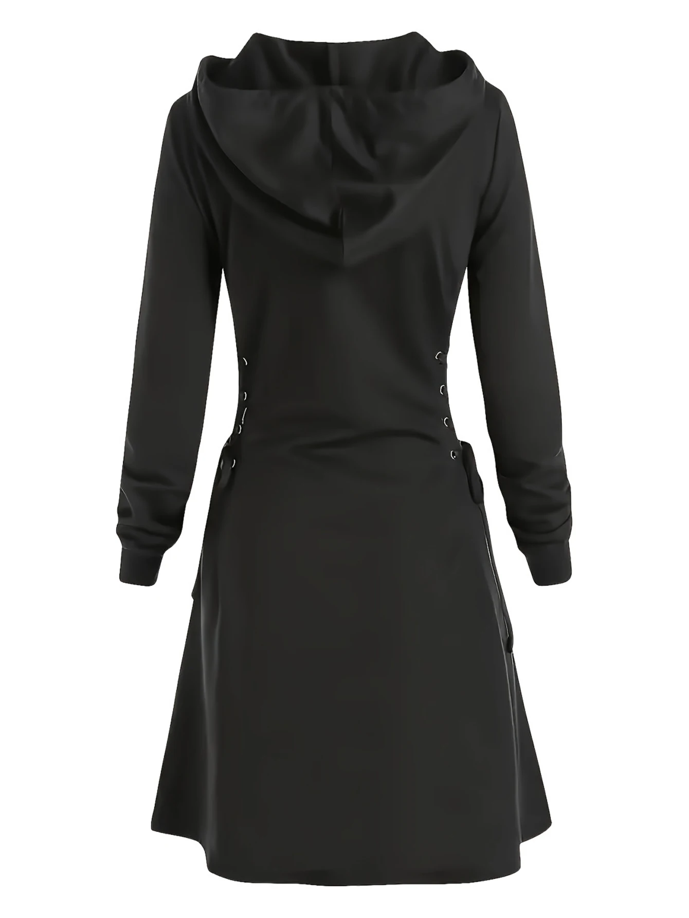 فستان نسائي بقلنسوة بأكمام طويلة ورقبة دائرية، فستان خريفي أنيق فضفاض مناسب للاستخدام اليومي #5