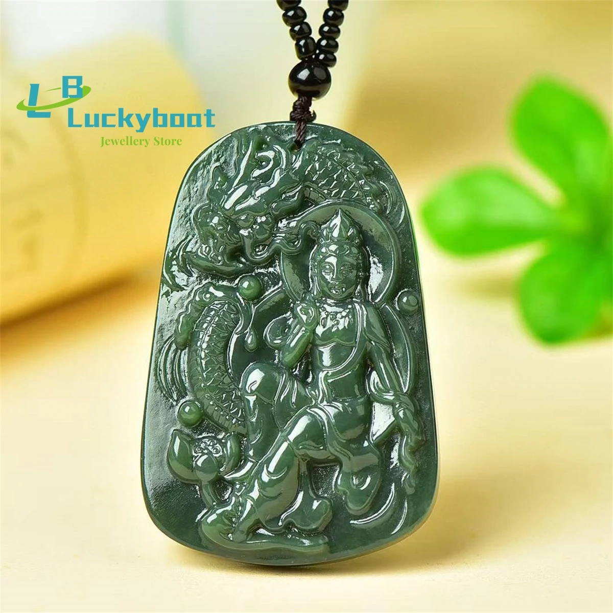 

Natural Hetian Qingyu Auspicious Guanyin Pendant Simple and Personalized Exquisite Fashion Versatile for Men and Women