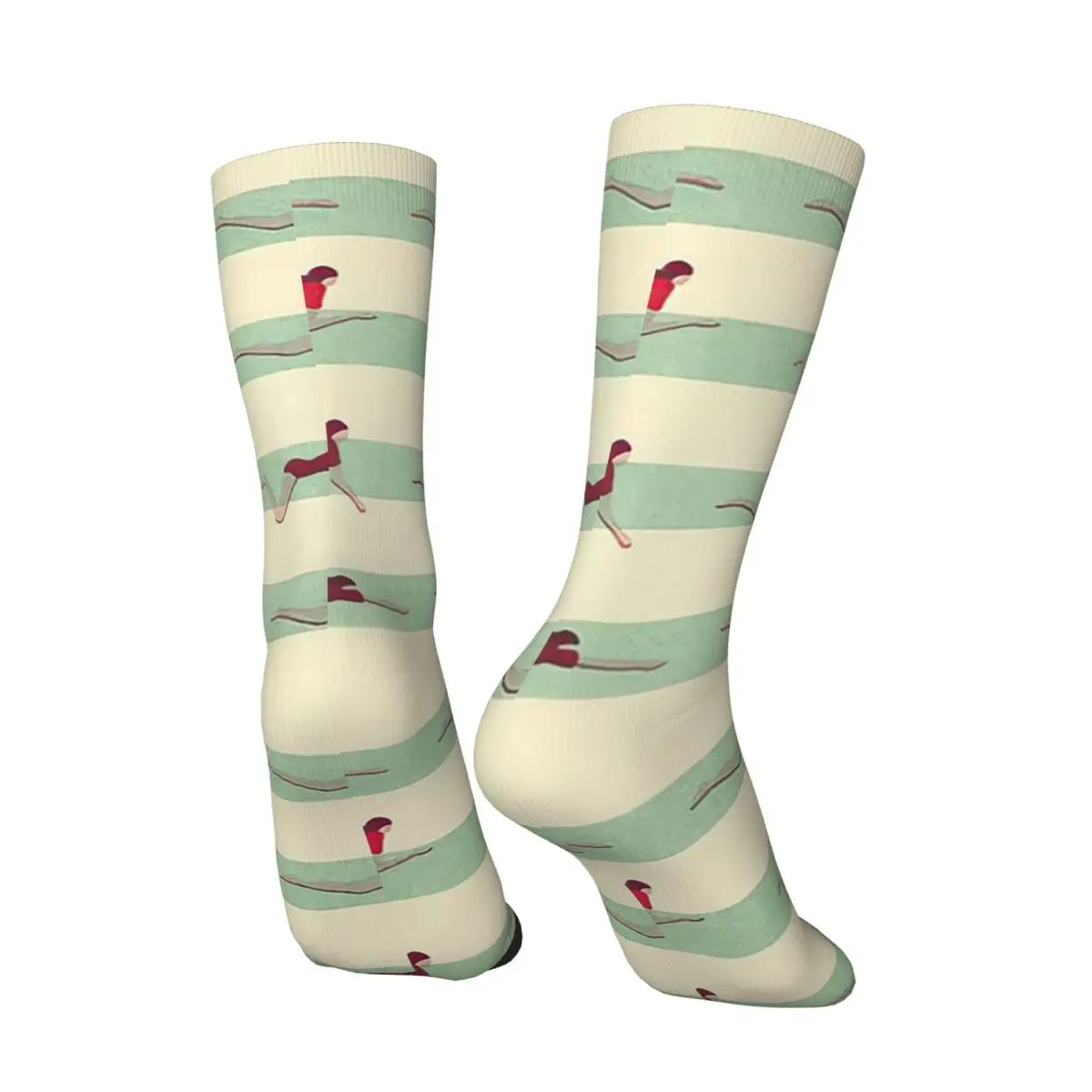 All Seasons Cartoon Swimming In The Swim Pool Socks Harajuku Crew Socks Casual Stockings for Men Women Valentine's Day Gifts